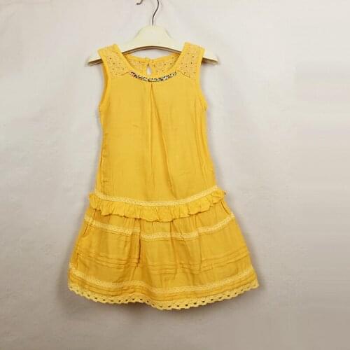 Girls dress net color cotton childrens dress lace girl child dress baby girl beaded princess dress