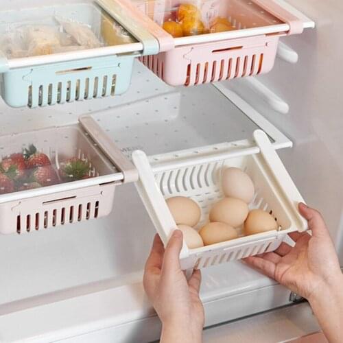 Stretchable Storage Container Refrigerator Organizer Adjustable Plastic Fridge Drawer Baskets Pull-out Drawer Storage Rack SDF