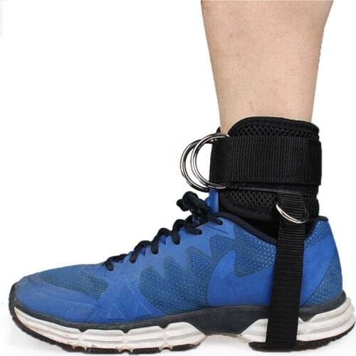 Adjustable 4 D-Ring Ankle Straps Gym Foot Cable Machine Fitness Thigh Glute Pad