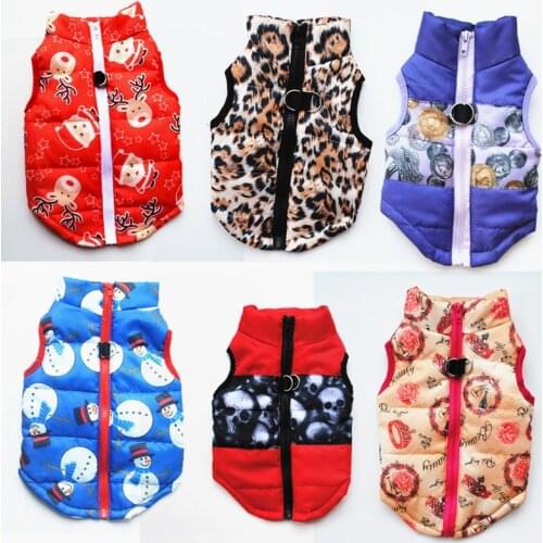 Christmas Pet Clothing Dog Coat for Small Dog Winter Sphinx Cat Clothing Fashion Printing Pet Harness Vest Christmas Dog Costume