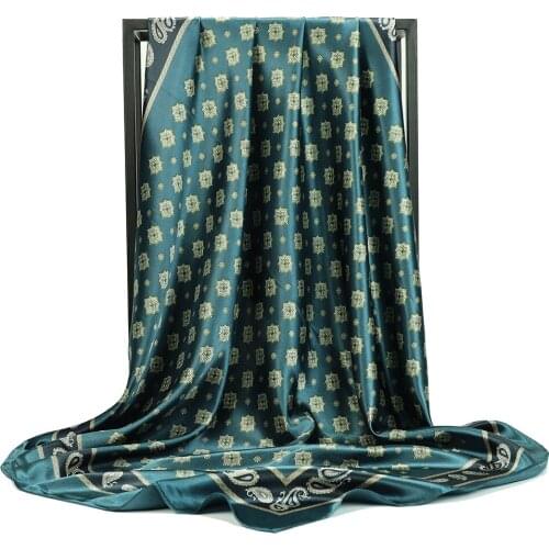 Silk Head Scarf Headwraps For Women Fashion Four Seasons Hair Scarf 90*90cm Hijab Foulard Iuxe Bandana Femme