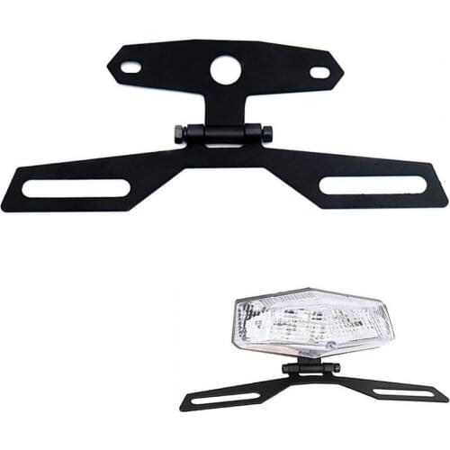 Motorcycle Folding License Plate Holder Adjustable Tail Rear Light Bracket Rack 17.8cm x 7.5cm