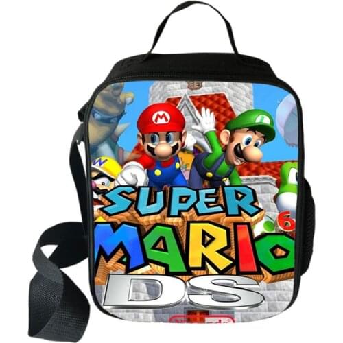 Mario Bros Cooler Lunch Bag Cartoon Girls Portable Thermal Food Picnic Bags for School Kids Boys Lunch Box Tote Best Gift