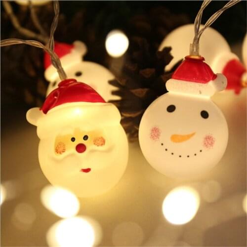 Christmas Tree Ornaments Pendants 2m 10 Led Santa Claus Snowman Christmas Decorations for Home Gifts New Year 2022 Home Supplies