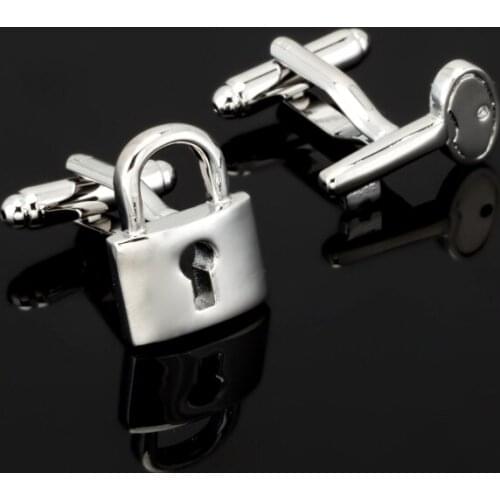 High Quality Men Cuff Links Vintage Mens Wedding Party Gift Classical lock Cufflinks Engraved silvery New Classic