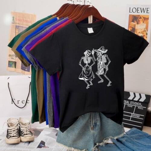 Hillbilly Skeleton Halloween Women T Shirt Skull Punk Rock Graphic Tee Shirt Femme Funny Kawaii Short Sleeve Top Camisetas Mujer