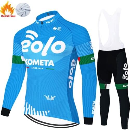 Eolo Kometa Winter Thermal Fleece Camisa Ciclismo Jersey Ciclismo Wielren Kleding Heren Ciclismo Masculino Cycling Equipment