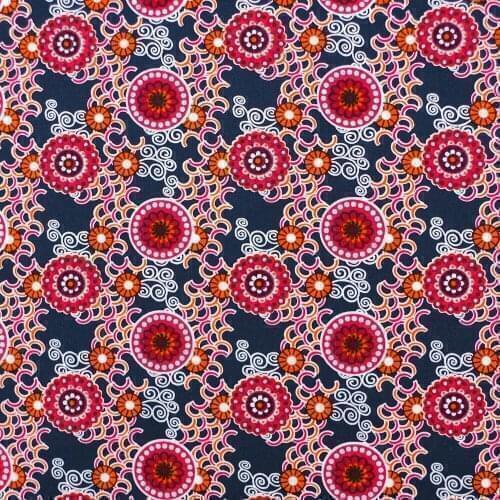 1 yard Cotton Woven Fabric - Disk Flower (Deep blue) (width=145cm)
