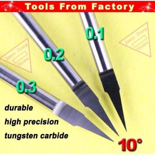 10pcs 3.175MM Shk 10deg 0.2mm Carbide CNC Router Tools for wood router machine V Shape Engraving tool PCB Cutters Woodworking