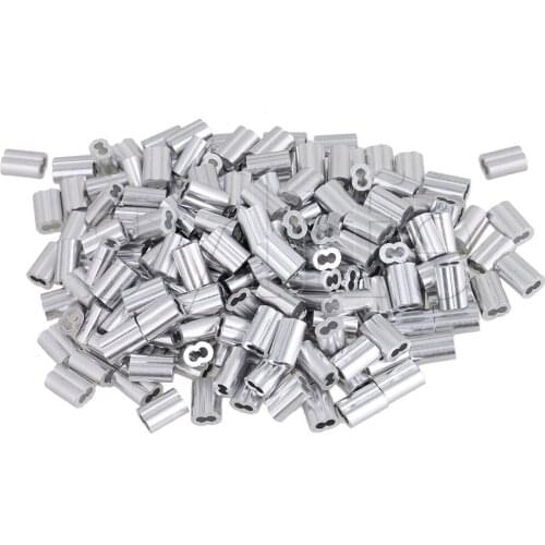 200 pcs Aluninum Double Holes Crimping Loop Sleeves Clips for Wire Ropes M1.5