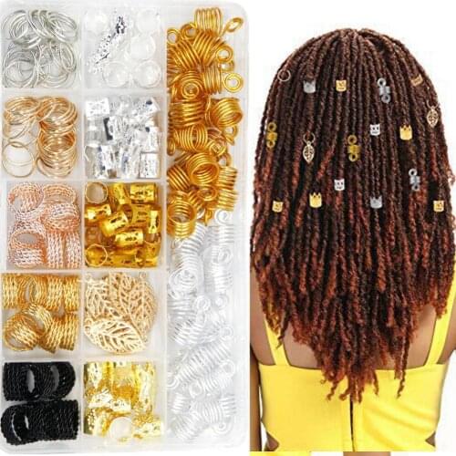 200Pcs/Set Hair Braid Clips Hairstyle Mini Dreadlock Beads Hair Braid Clips Hairdressing Styling Tool Hair Extension Accessory