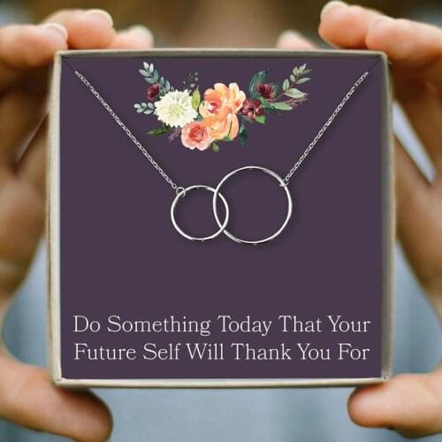 3 Colors Double Circle Interlock Chain Necklace Clavicle Short Necklaces Necklace for Women Christmas Gift