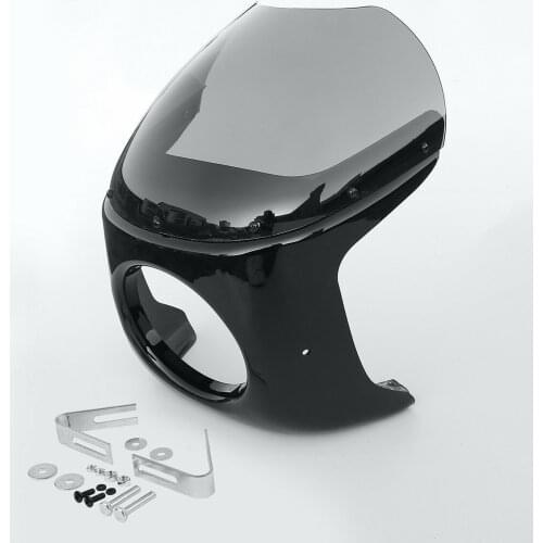 Motorcycle 7" Round Head Light Lamp Fairing W/ Clear/Smoke Windshield Windscreen