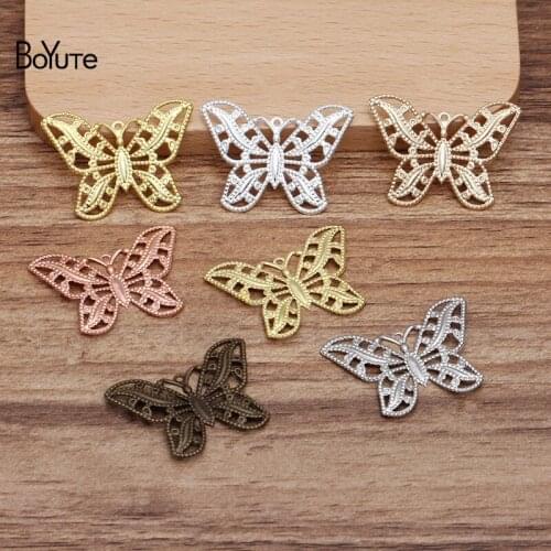 BoYuTe (100 Pieces/Lot) 22*30MM Filigree Butterfly Charms Pendant Diy Hand Made Jewelry Making Materials