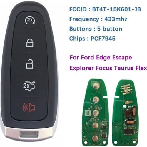 CN018044 Aftermarket Remote Smart Prox Key Fob 433MHz for Ford Edge Escape Explorer Focus Taurus Flex BT4T-15K601-CX,5921287
