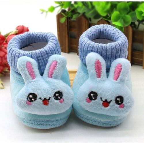 #EW Toddler Newborn Baby Shoes Cartoon Rabbit Flock Shoes Soft Sole Prewalker Warm Shoes Baby Slip-On Shoes chaussure bébé