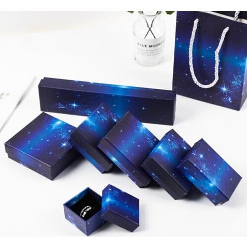Blue Starry Sky Carton Jewelry Packaging Gift Box Ring Necklace Storage Gift Box Bracelet Box