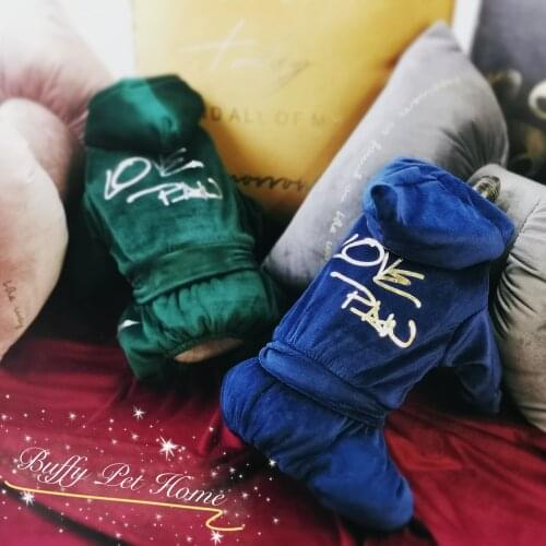 NEW Overalls for Dogs Soft Velvet Luxury Autumn Winter Dog Jumpsuit Hood Dog Clothes 4 Color XS S M L XL 2XL