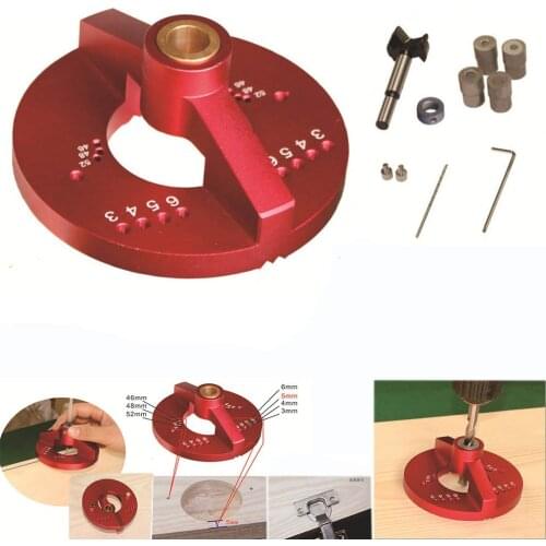Woodworking tools 35mm Cup Style Hinge Jig, center scribe, 90 Degree Drill Guide 5/6/8/10 Drill Bit Hole Puncher Locator Jig