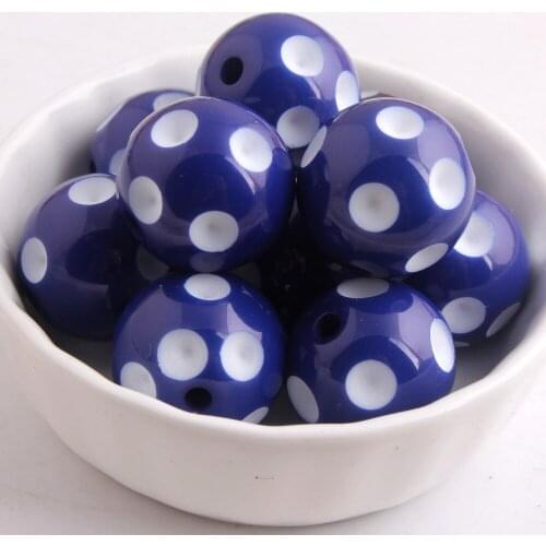 Kwoi vita Colorful Handmade 20mm 100pcs Royal Blue Color Resin Acrylic Polka Dot Beads for Chunky beads necklaceWholesales