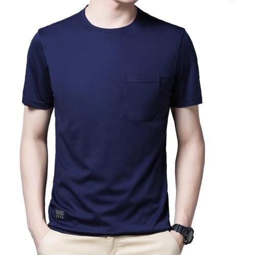 Best Sales Cheap Cotton Plain Dyed Basic Casual Slim Fit O-neck Pocket Short Sleeve Mens T-shirts