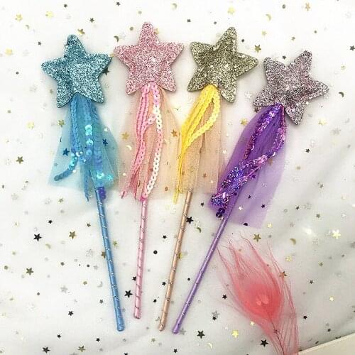 Hot Sale Cute Dreamlike Five Pointed Star Fairy Wand Kids Stick Girl Birthday Gift Party Halloween Princess Cosplay Props toys
