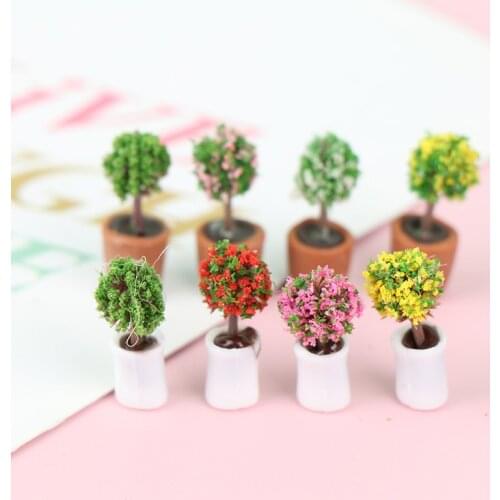 1:12 Mini Tree Potted For Green Plant In Pot Doll House Furniture Home Decor Simulation Potted Plants Dollhouse Random Sent