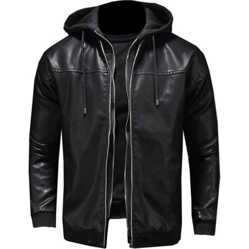 Men jacket Hooded Removable hat leather jacket men/мужская куртка /mens coat PU jacket men clothing Motorcycle style