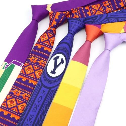 Mens Slim Tie Striped Cotton Neck Ties 6cm Fashion Casual Purple Orange Skinny Tie Necktie For Wedding Party Novelty Tie Gift