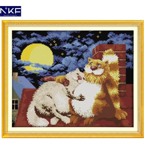 NKF Cat Lovers Cross Stitch Set Handmade Craft Needlework Cross-Stitch Embroidery Kit Cross Stitch for Home Decor