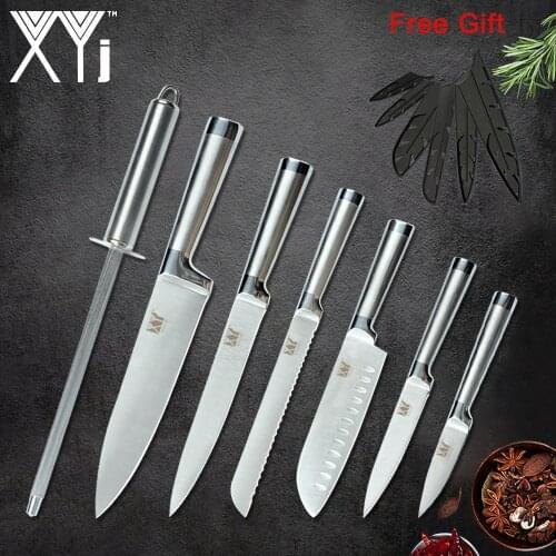 XYj Stainless Steel Kitchen Knives 3.5,5,7,8,8,8 inch High Carbon Sharp Blade Chef Slicing Bread Santoku Utility Paring Knives