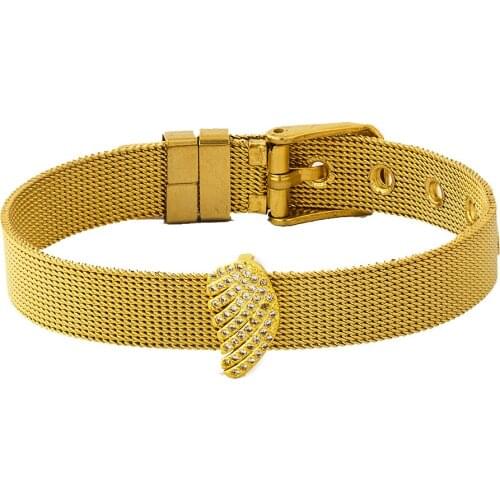 Wholesale Gold Color Geometry Adjustable Stainless Steel Bracelet Strap Watch Belt Bangle For Women Men Buckle Charm Bracelet