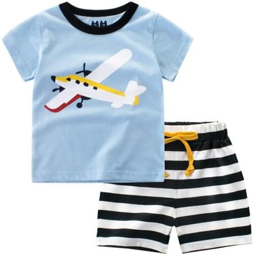 2 3 4 5 6 7 8 Years Boys Suits 2020 New Cartoon Summer Boys Clothes T-shirts Shorts Children Clothing Set Cotton Kids Outfits