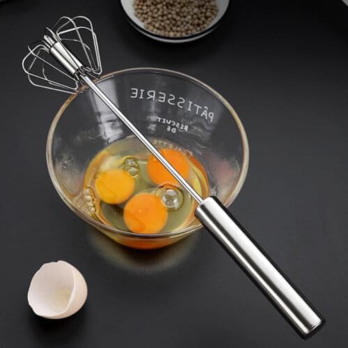 Manual Egg Beater Self Turning Egg Mixer Stainless Steel Egg Whisk Semi-automatic Whisk Mixer for Cream Baking Egg Cooking Tools