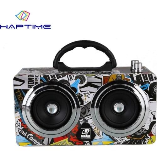 Graffiti Portable Wooden Speaker 20W Wireless Outdoor Radio Bluetooth Speakers Amplifier support TF Card U Disk music player