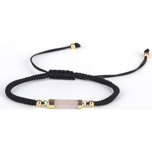 New Arrival 5 Types Pink Crystal/Blue Sandstone/Yellow Tiger Eye/Fluorite/Magnesite Adjustable Black Braided Bracelet for Women