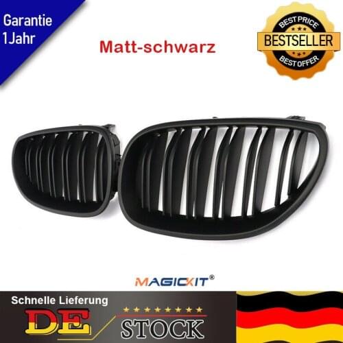 MagicKit 2x Front Kidney Grill Grilles For BMW M5 E60 E61 5 Ser 04-10 M Look Matte Black