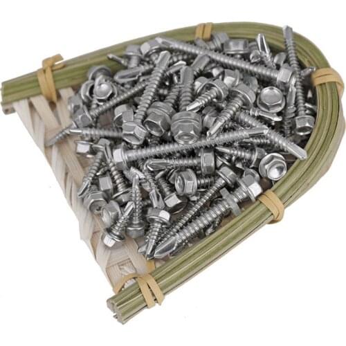 GuHua Hexagon Head with Collar Self Drilling Screw 304 Stainless Steel Hex Drill Tail Self Tapping Screws M4.2M4.8M5.5 5pcs