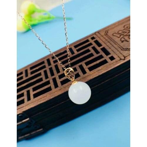 SHILOVEM 18k yellow gold natural White Jasper pendants none necklace classic wholesale Fine women new gift yzz101089hy