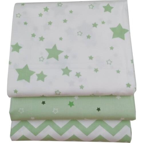 Syunss Diy Patchwork Cloth For Quilting Baby Cribs Cushions Dress Sewing Tissus Green Star Wave Print Twill Cotton Fabric Tecido