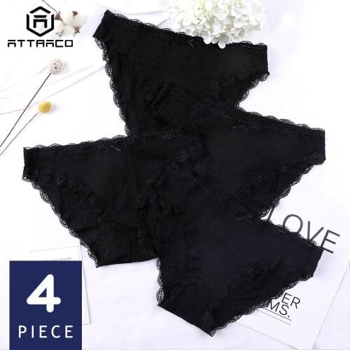 ATTRACO Women Underwear Panties Briefs Cotton Soft Ladies Cozy Solid Packs of 4 Hot Sale Breathable Mid Waist High Quality Cute