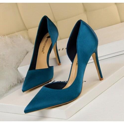 Elegant Women Shoes Pointed Toe Pumps Patent Leather Dress High Heels Boat Wedding Zapatos Mujer Blue Wine Red Tacones Mujer