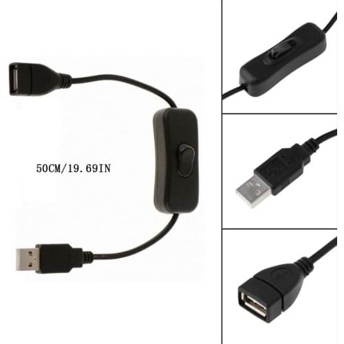 50cm USB 2.0 A Male to A Female Extension Cable With Switch ON OFF Cable for PC USB LED fan Charger