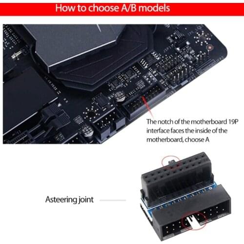 F19E Vertical USB 3.0 Up/Down Panel Socket 19pin 20pin Computer Header Motherboard Adapter Holder 90° Turinning