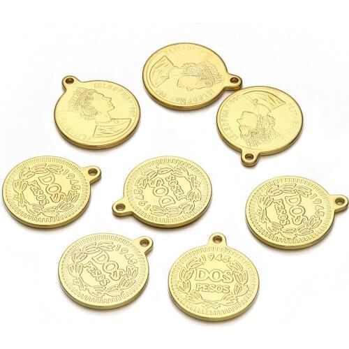 Vintage Elizabethan Necklace Coin Pendant Brass Ornaments Commemorative Coin DIY Handmade Accessories