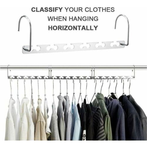 Magic Hook 6 Hole Wardrobe Tissue Iron Hanger with Multi-functional Space Saving Metal Hanger Clothing Drying Rack