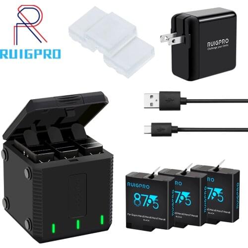 3-Way slot Battery Charger LED Charging Box Carry Case Battery Housing for GoPro Hero 8 7 6 5 Black Accessories Battery Case