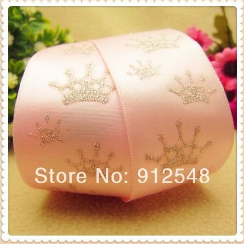 1-1/2'' Hot silver crown Printed grosgrain ribbon,DIY handmade clothing accessories, wedding gift packaging materials,XW4101