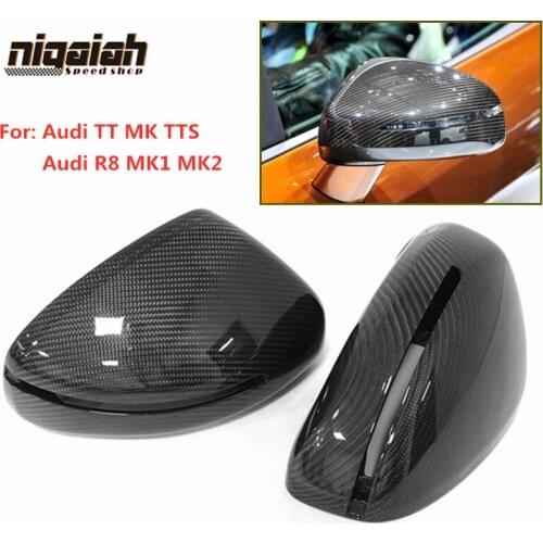 1 Pair Carbon Fiber Mirror Covers for Audi R8 MK1 MK2 TT TTS 2007-2014 Side Mirror Caps 1:1 Replacement Rearview Mirror Covers