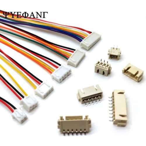10Sets= 10pcs XH2.54 XH 2.54mm Wire Cable 20cm + 10pcs JST Plug Connector 2/3/4/5/6/7/8 Pin SMD Horizontal Plug Socket 26AWG
